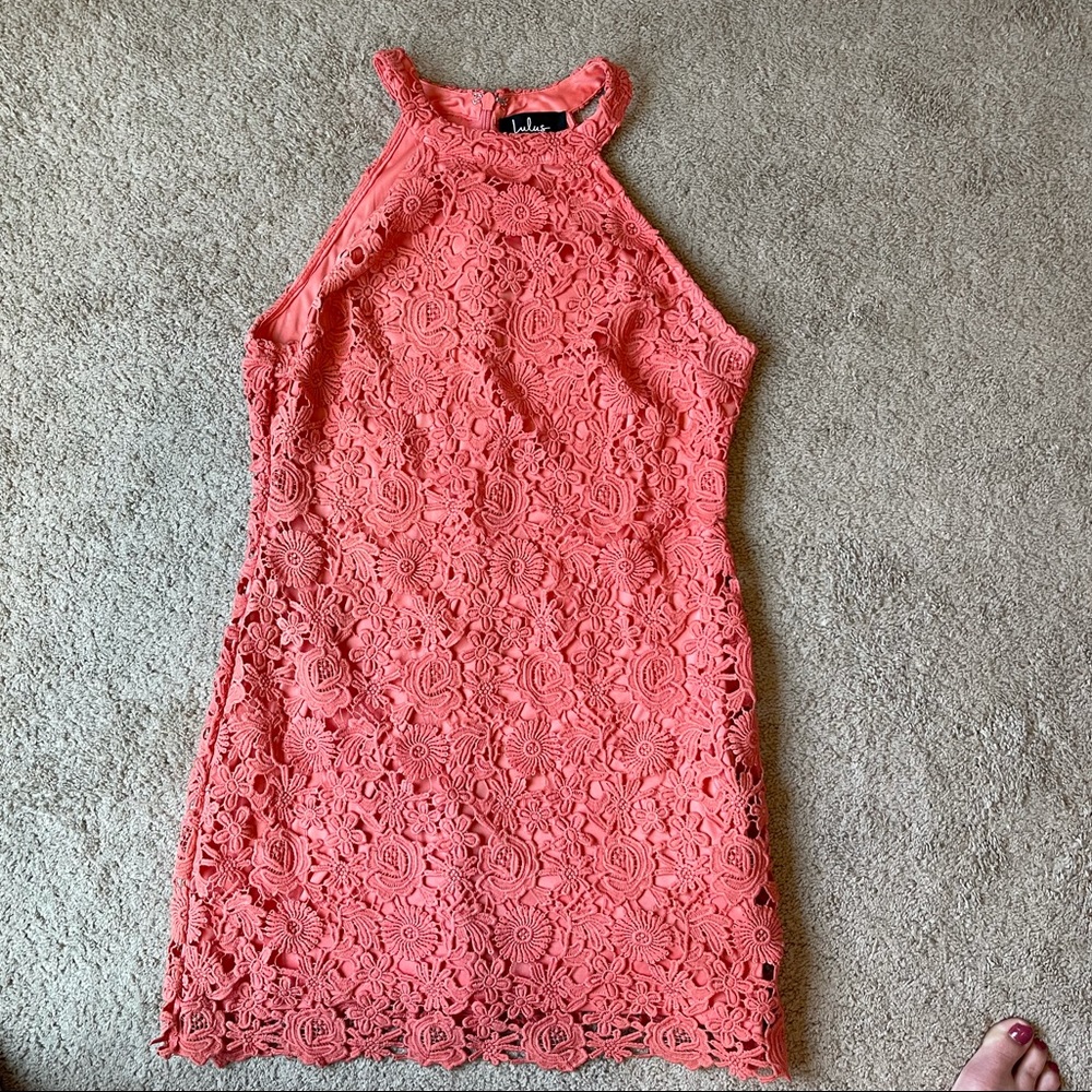 Coral Sleeveless Lace Lulu’s Dress Size XL EUC